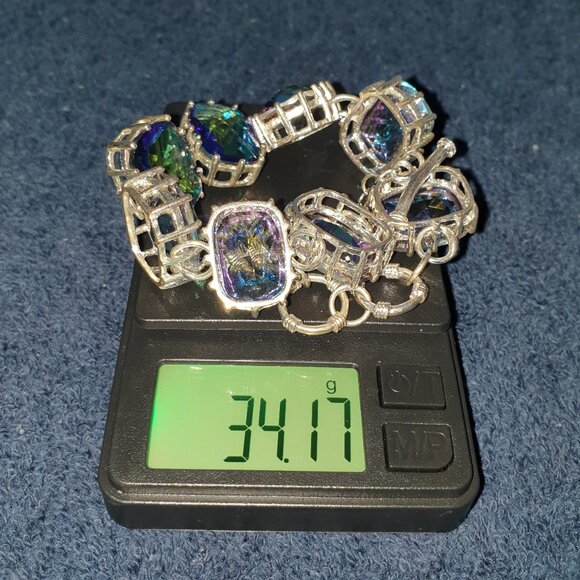 Stunning Vintage Rainbow Crystal 925 Sterling Silver “Shine Your Life” Bracelet - Picture 13 of 17